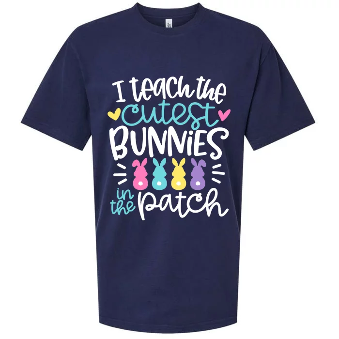 I Teach The Cutest Bunnies In The Patch Easter Teacher Sueded Cloud Jersey T-Shirt