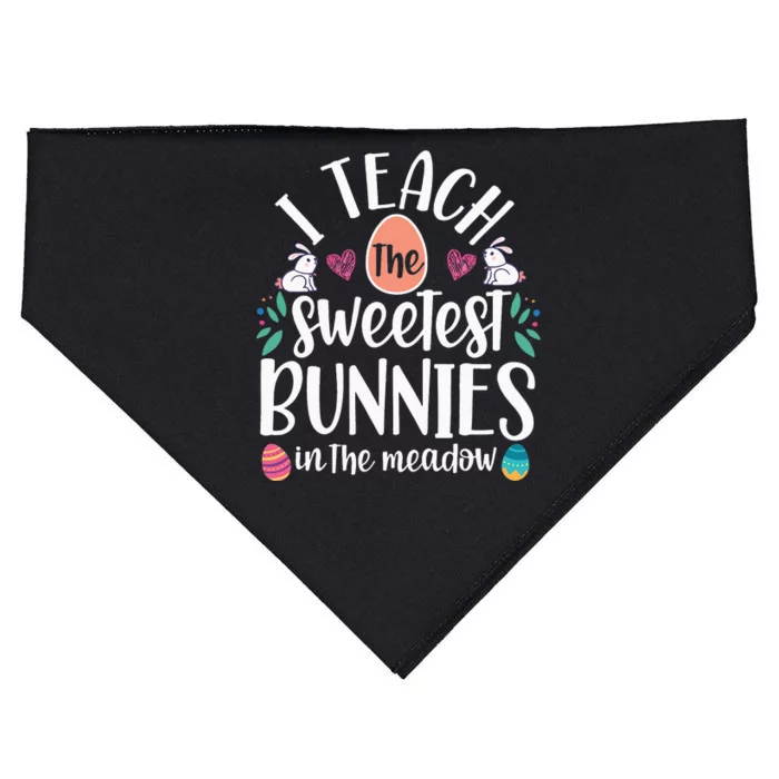 I Teach The Sweetest Bunnies Cute Happy Easter For Teacher USA-Made Doggie Bandana