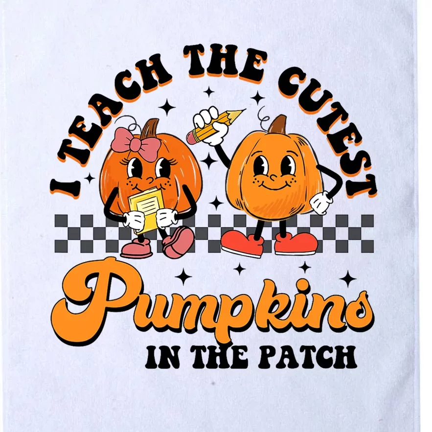 I Teach The Cutest Pumpkins In The Patch Halloween Teacher Platinum Collection Golf Towel