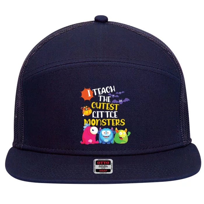 I Teach The Cutest Little Monsters Halloween Costume Teacher 7 Panel Mesh Trucker Snapback Hat