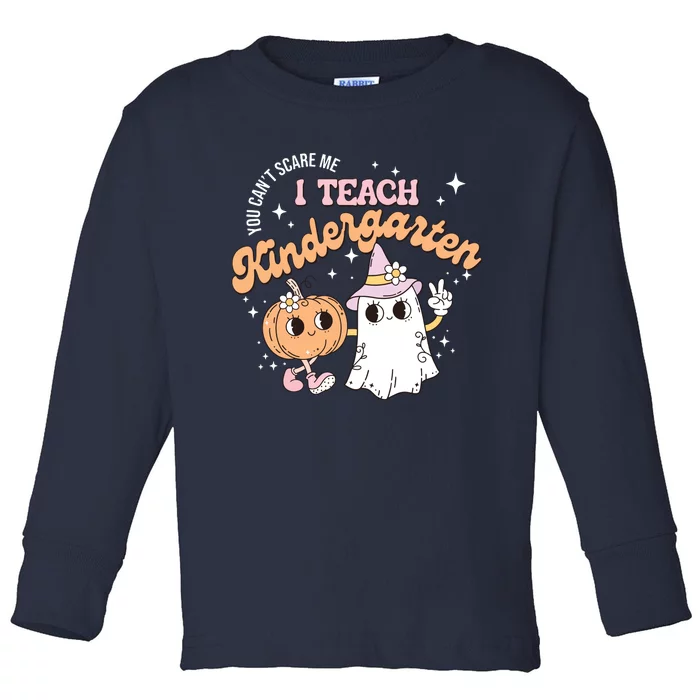 I Teach The Cutest Kindergarten Pumpkins Halloween Teacher Toddler Long Sleeve Shirt