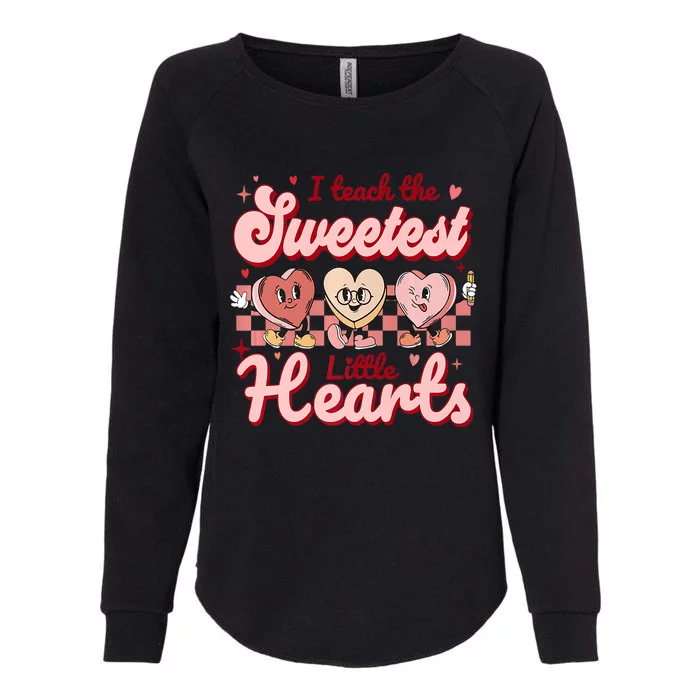 I Teach The Sweetest Hearts Retro Teacher Valentines Day Womens California Wash Sweatshirt