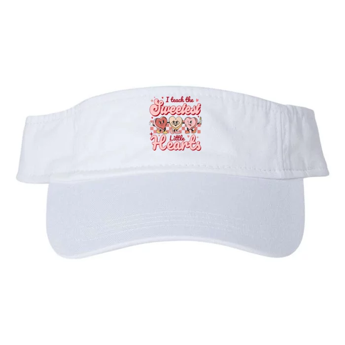 I Teach The Sweetest Hearts Retro Teacher Valentines Day Valucap Bio-Washed Visor