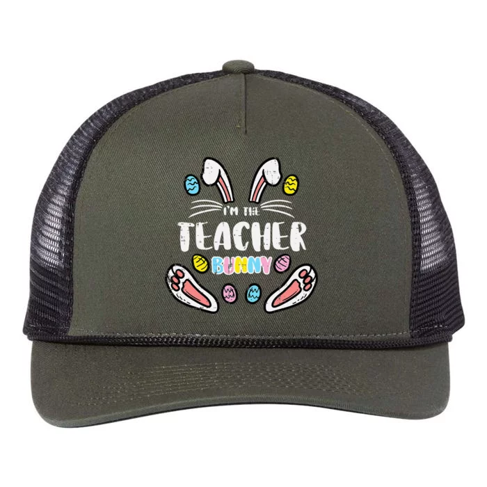 Im The Teacher Bunny Cute Easter Matching Family Rabbit Retro Rope Trucker Hat Cap