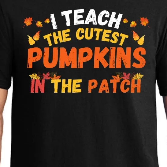 I Teach The Cutest Pumpkins Teacher Halloween Cute Jackolantern Teach Cutest Pajama Set