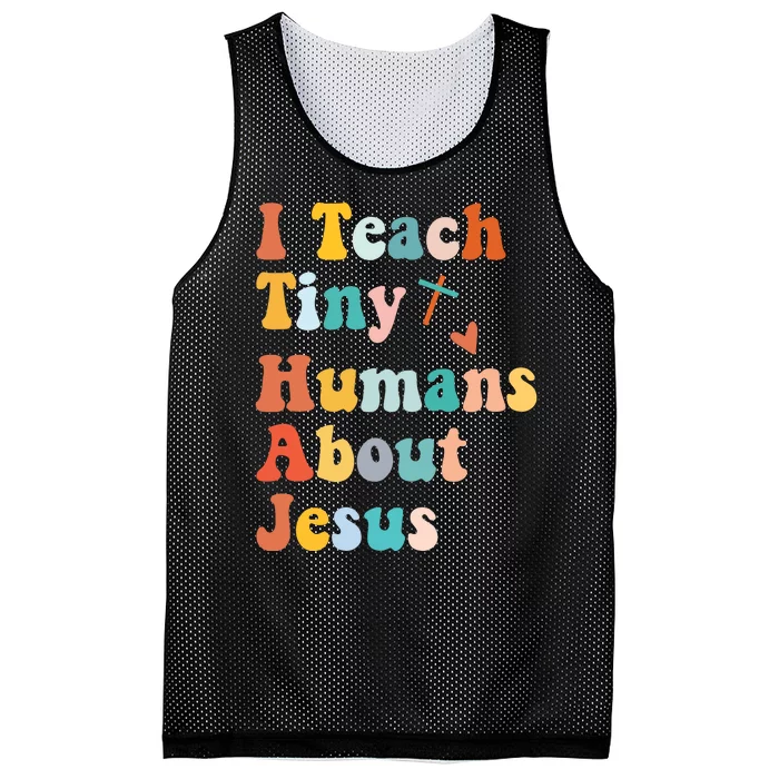 I Teach Tiny Humans About Jesus Teacher Mesh Reversible Basketball Jersey Tank