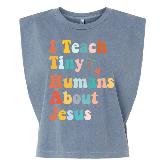 I Teach Tiny Humans About Jesus Teacher Garment-Dyed Women's Muscle Tee