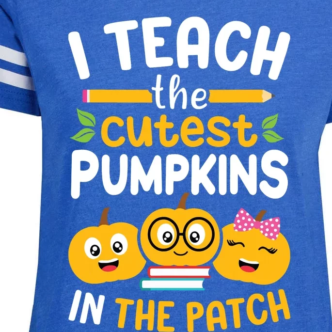 I Teach The Cutest Pumpkins In The Patch Teacher Halloween 4591 Enza Ladies Jersey Football T-Shirt