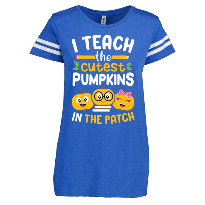 I Teach The Cutest Pumpkins In The Patch Teacher Halloween 4591 Enza Ladies Jersey Football T-Shirt