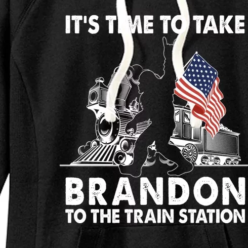 It's Time To Take Brandon To The Train Station Bigfoot USA Flag Women's Fleece Hoodie