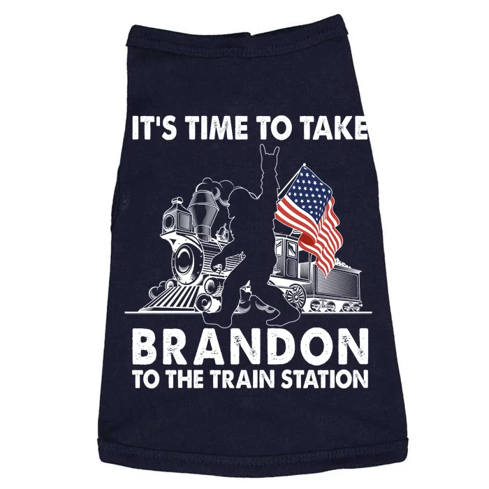 It's Time To Take Brandon To The Train Station Bigfoot USA Flag Doggie Tank