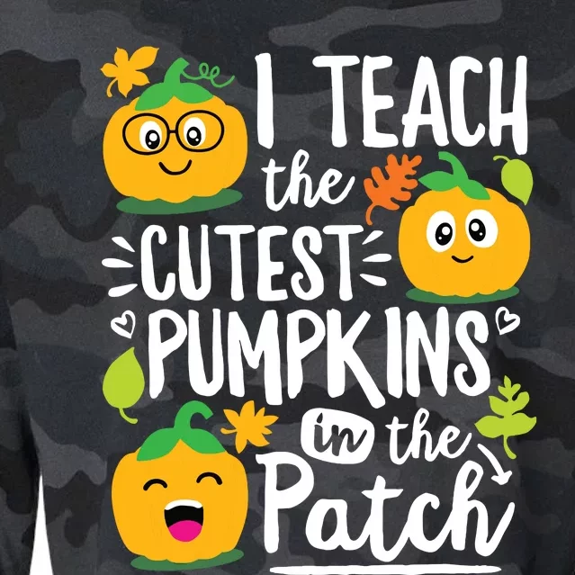 I Teach The Cutest Pumpkins In The Patch Teacher Halloween Cropped Pullover Crew