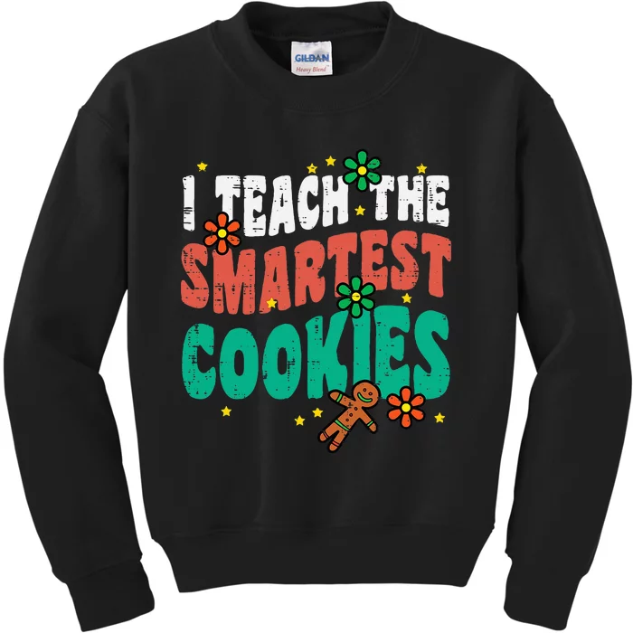 I Teach The Smartest Cookies Retro Christmas Xmas Teacher Kids Sweatshirt