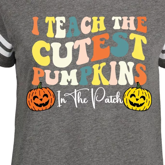 I Teach The Cutest Pumpkins In The Patch Teacher Fall Enza Ladies Jersey Football T-Shirt