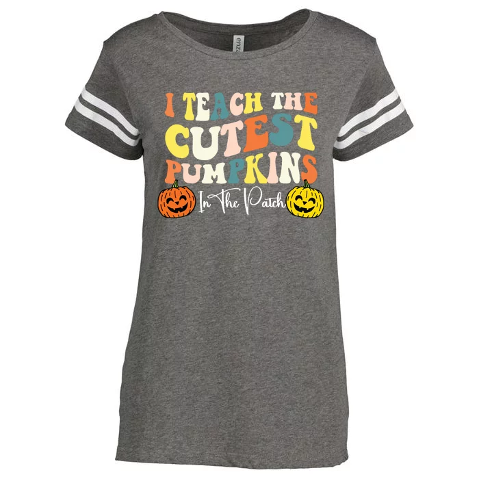 I Teach The Cutest Pumpkins In The Patch Teacher Fall Enza Ladies Jersey Football T-Shirt