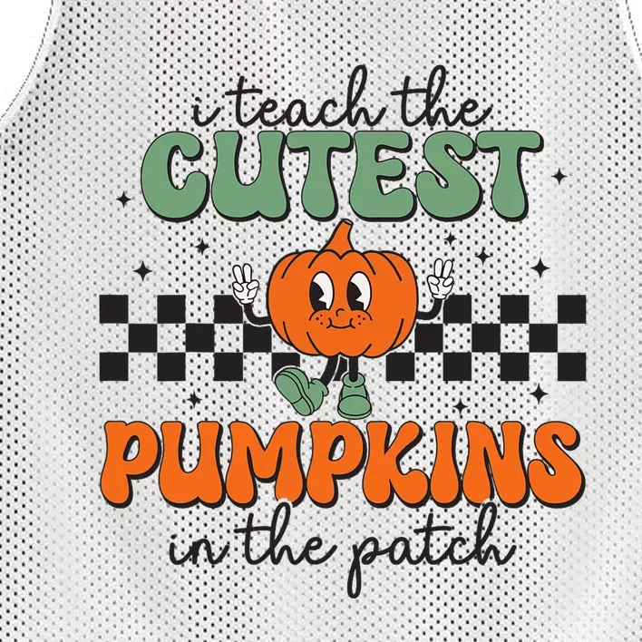 I Teach The Cutest Pumpkins In The Patch Retro Teacher Fall Mesh Reversible Basketball Jersey Tank