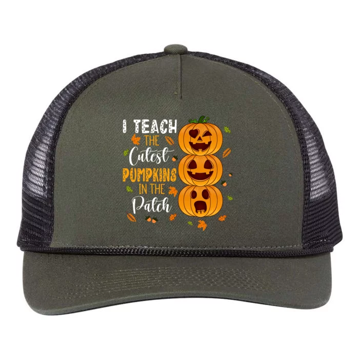 I Teach The Cutest Pumpkins In The Patch Halloween Teacher Gift Retro Rope Trucker Hat Cap