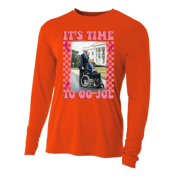 Its Time To Go Joe Wheelchair Funny Trump 2024 Retro Cooling Performance Long Sleeve Crew