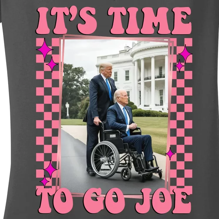 Its Time To Go Joe Wheelchair Funny Trump 2024 Retro Women's V-Neck T-Shirt