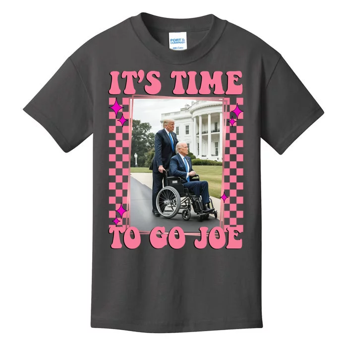 Its Time To Go Joe Wheelchair Funny Trump 2024 Retro Kids T-Shirt