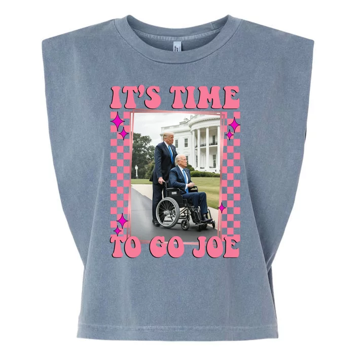 Its Time To Go Joe Wheelchair Funny Trump 2024 Retro Garment-Dyed Women's Muscle Tee