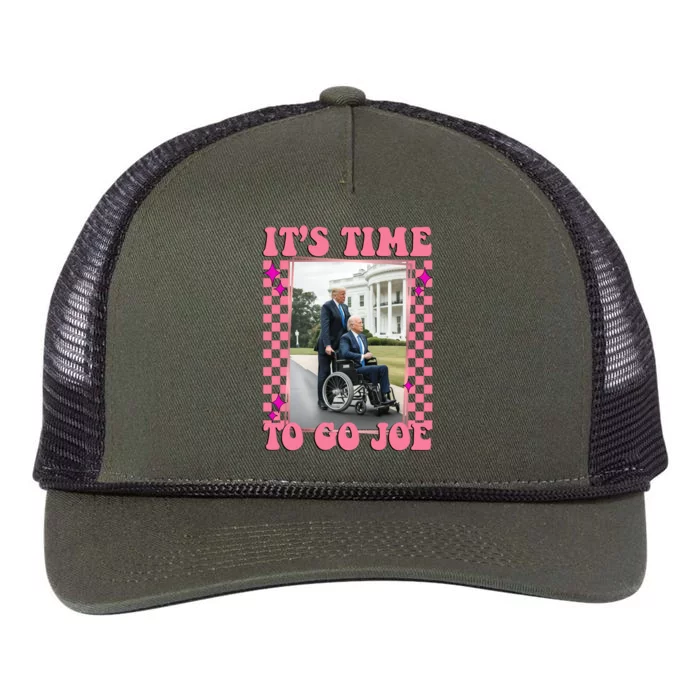 Its Time To Go Joe Wheelchair Funny Trump 2024 Retro Retro Rope Trucker Hat Cap