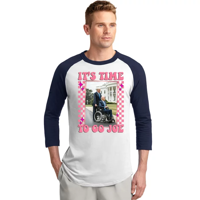 Its Time To Go Joe Wheelchair Funny Trump 2024 Retro Baseball Sleeve Shirt