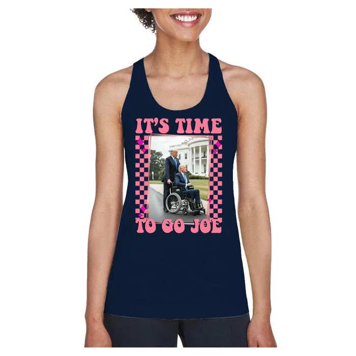 Its Time To Go Joe Wheelchair Funny Trump 2024 Retro Women's Racerback Tank