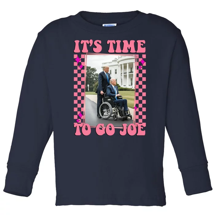 Its Time To Go Joe Wheelchair Funny Trump 2024 Retro Toddler Long Sleeve Shirt