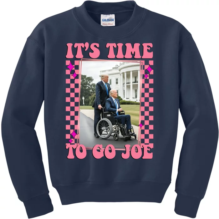 Its Time To Go Joe Wheelchair Funny Trump 2024 Retro Kids Sweatshirt