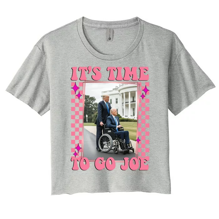 Its Time To Go Joe Wheelchair Funny Trump 2024 Retro Women's Crop Top Tee