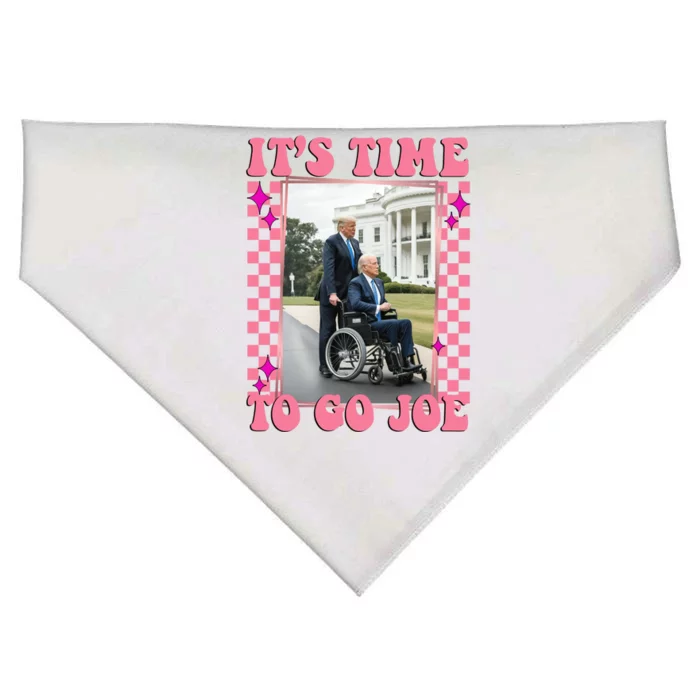 Its Time To Go Joe Wheelchair Funny Trump 2024 Retro USA-Made Doggie Bandana