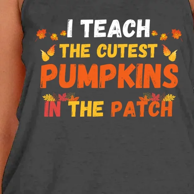 I Teach The Cutest Pumpkins In The Patch Teacher Halloween Cute Jackolanterns Women's Knotted Racerback Tank