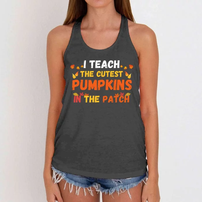 I Teach The Cutest Pumpkins In The Patch Teacher Halloween Cute Jackolanterns Women's Knotted Racerback Tank