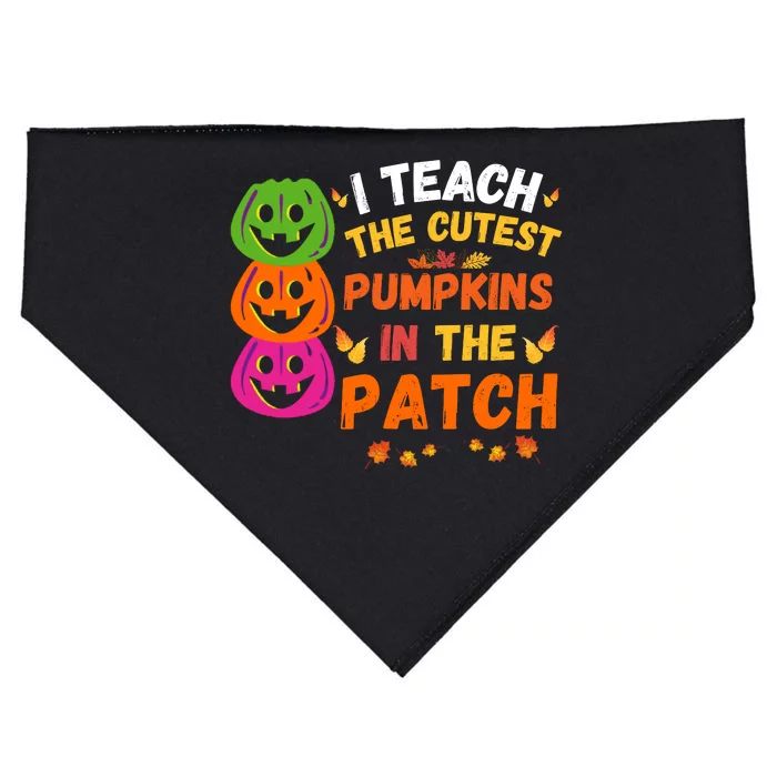 I Teach The Cutest Pumpkins In The Patch Teacher Halloween Cute Pumpkins USA-Made Doggie Bandana