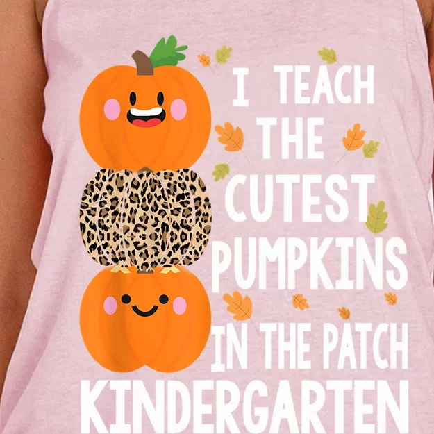 I Teach The Cutest Pumpkins In The Patch Kindergarten Rainbo Cute Gift Women's Knotted Racerback Tank