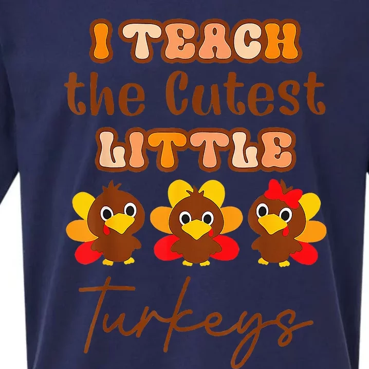 I Teach The Cutest Turkeys Teacher Thanksgiving Fall Season Sueded Cloud Jersey T-Shirt