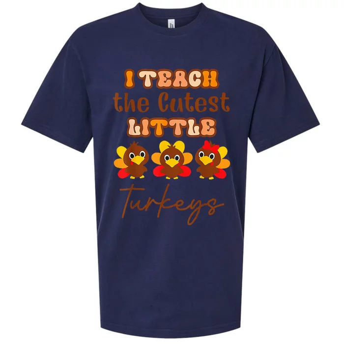 I Teach The Cutest Turkeys Teacher Thanksgiving Fall Season Sueded Cloud Jersey T-Shirt