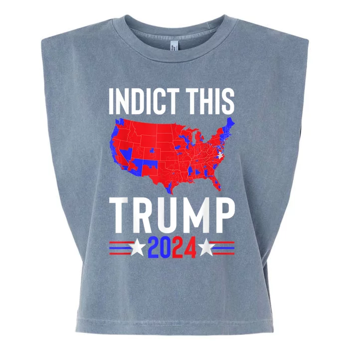 Indict This Trump 2024 Us Flag Meme Political Election Retro Cute Gift Garment-Dyed Women's Muscle Tee