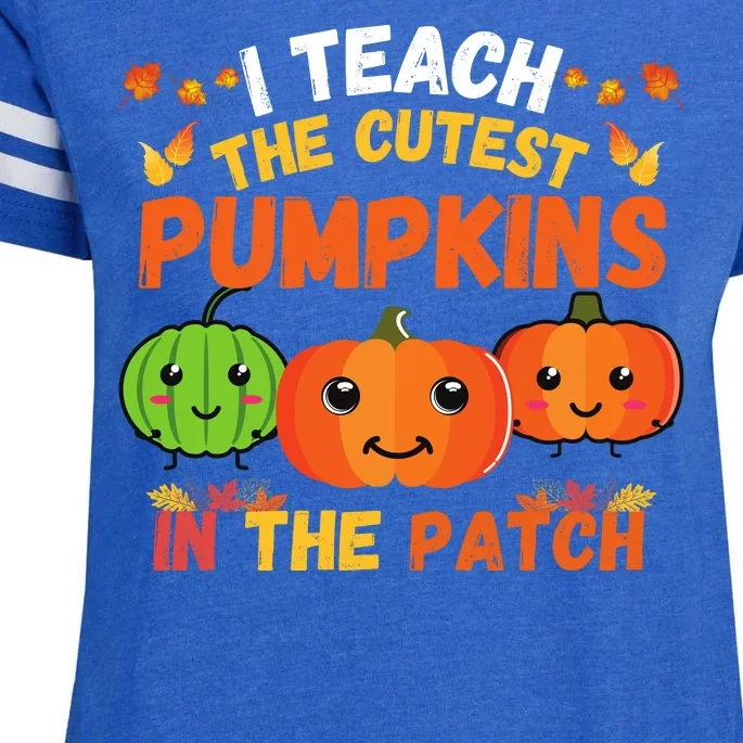 I Teach The Cutest Pumpkins In The Patch Teacher Halloween I Teach Cute Pumpkins Enza Ladies Jersey Football T-Shirt