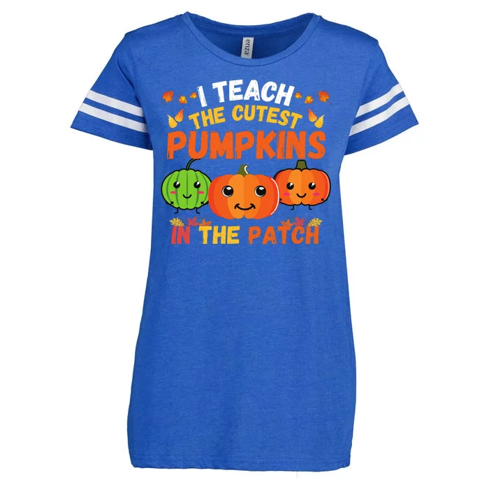 I Teach The Cutest Pumpkins In The Patch Teacher Halloween I Teach Cute Pumpkins Enza Ladies Jersey Football T-Shirt