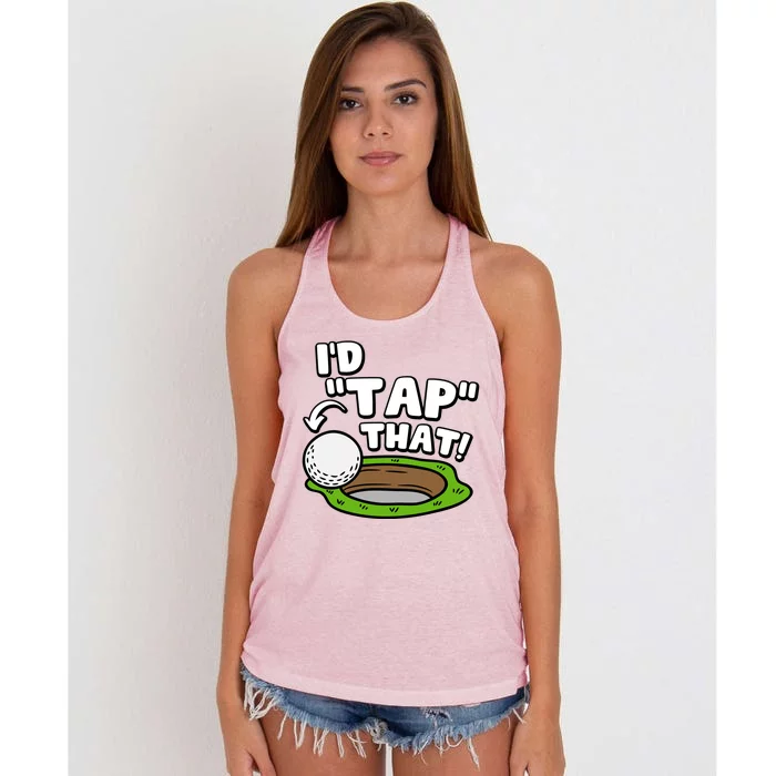 Id Tap That Funny Golf Lover Women's Knotted Racerback Tank