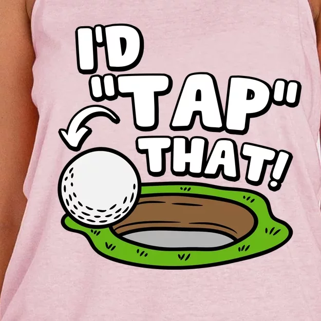 Id Tap That Funny Golf Lover Women's Knotted Racerback Tank