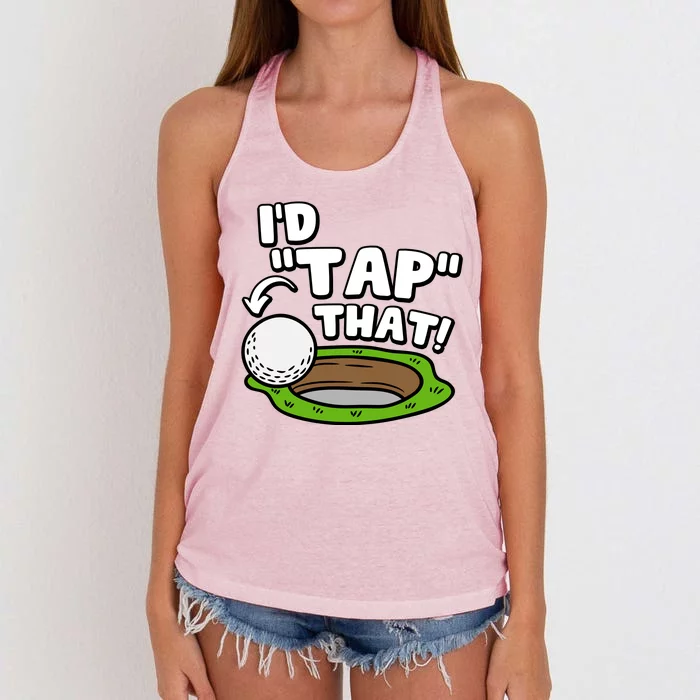 Id Tap That Funny Golf Lover Women's Knotted Racerback Tank