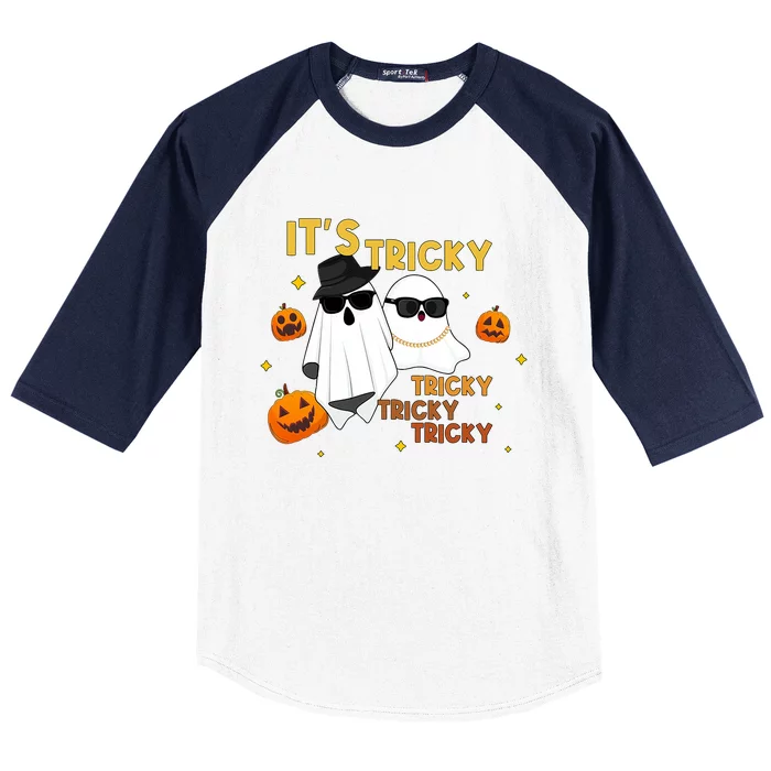 ItS Tricky Tricky Tricky Funny Ghost Boo Halloween Baseball Sleeve Shirt