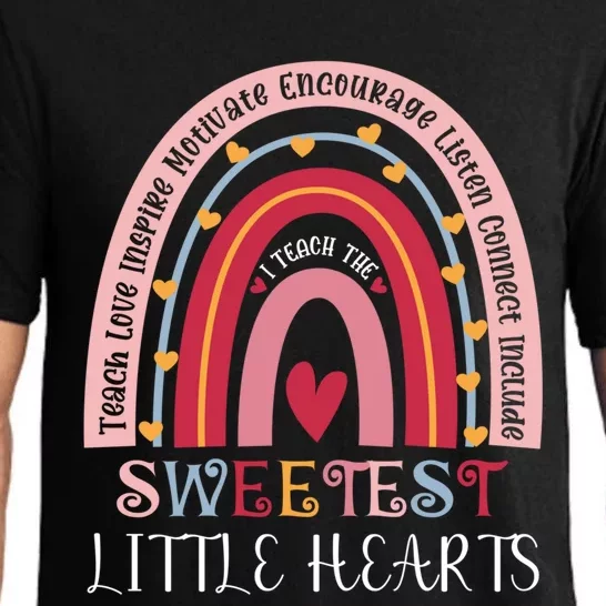 I Teach The Sweetest Hearts Teacher Rainbow Valentines Day Gift Pajama Set