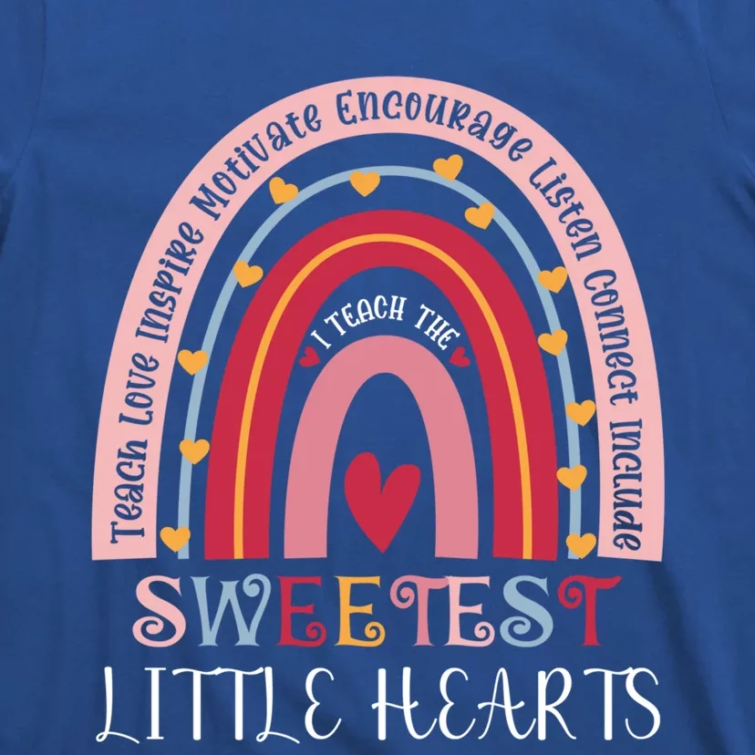 I Teach The Sweetest Hearts Teacher Rainbow Valentines Day Gift T-Shirt