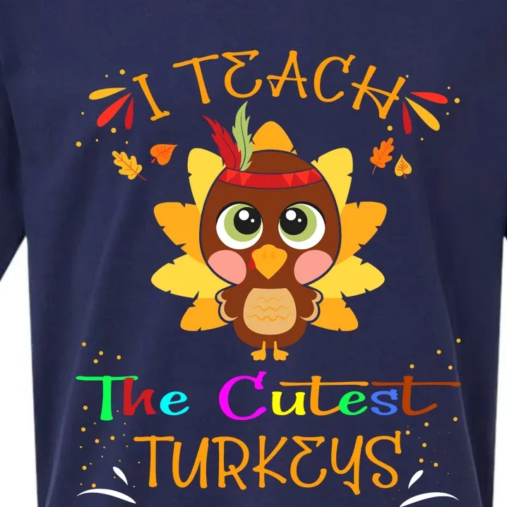 I Teach The Cutest Turkeys Funny Teacher Thanksgiving Sueded Cloud Jersey T-Shirt