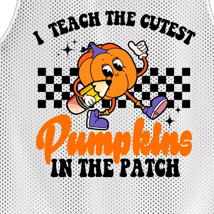 I Teach The Cutest Pumpkins Retro Teacher Halloween Mesh Reversible Basketball Jersey Tank