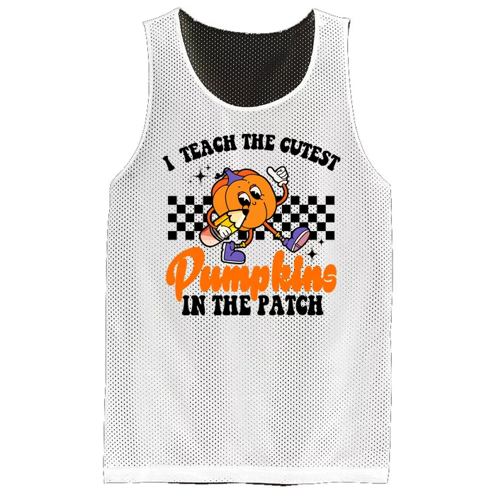 I Teach The Cutest Pumpkins Retro Teacher Halloween Mesh Reversible Basketball Jersey Tank